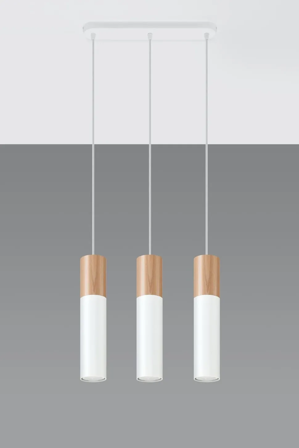 Pendelleuchte Weiß Metall Holz 3-flmg Skandinavisch