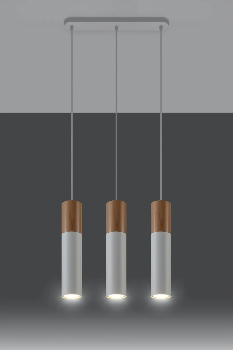 Pendelleuchte Weiß Metall Holz 3-flmg Skandinavisch