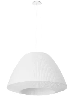 Pendelleuchte Weiß Stoff Glas Ø 60 cm groß 3x E27 DIYA