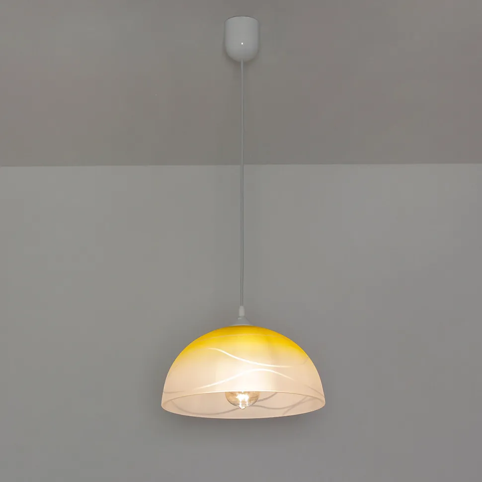 Pendelleuchte Wohnzimmer Esstisch Gelb Glas rund