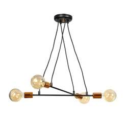 Pendelleuchte ZETA Schwarz Metall 4-flmg Esstisch