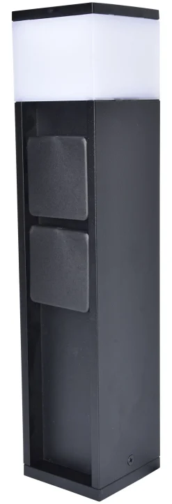 Pollerleuchte Aluminium Schwarz 36,7 cm IP44 Steckdose