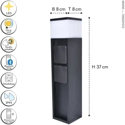 Pollerleuchte Aluminium Schwarz 36,7 cm IP44 Steckdose