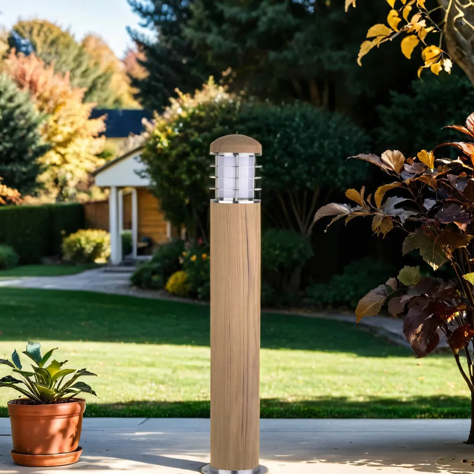 Pollerleuchte außen Edelstahl Holz 67cm Nordic IP55