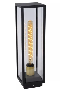 Pollerleuchte Außen Glas Metall Schwarz E27 IP54 50 cm