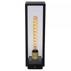 Pollerleuchte Außen Glas Metall Schwarz E27 IP54 50 cm