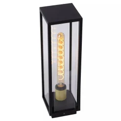 Pollerleuchte Außen Glas Metall Schwarz E27 IP54 50 cm