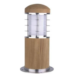 Pollerleuchte Edelstahl Holz 24cm Skandinavisch IP55 E27