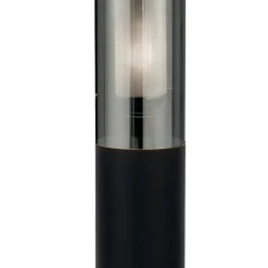 Pollerleuchte Edelstahl IP44 E27 45 cm Schwarz Rauchgrau