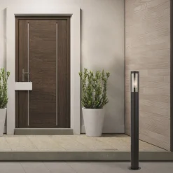 Pollerleuchte Schwarz Rauchgrau IP44 E27 90 cm Edelstahl