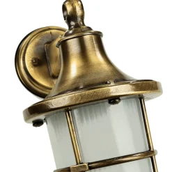 Premium Außenwandleuchte Antik Messing Riffelglas