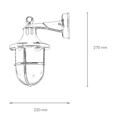 Premium Außenwandleuchte Antik Messing Riffelglas
