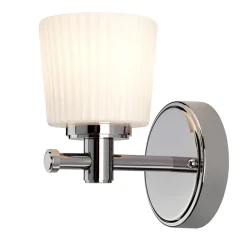Premium Badlampe POLI mit LED IP44 Chrom Weiß Riffelglas