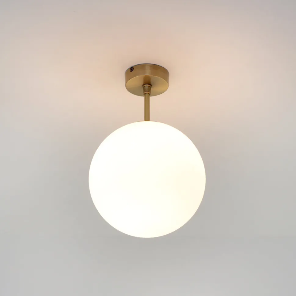 Premium Deckenleuchte MUSA rund Glas Echt-Messing