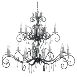 Premium Kronleuchter Groß Schwarz Silber Kristalle