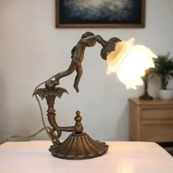 Premium Tischleuchte Putte in Bronze