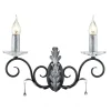Prunkvolle Wandlampe Schwarz Silber floral mit Kristall