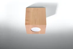 Quadratische Deckenleuchte Holz B:10cm klein GU10 Flur