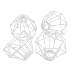 Retro Lampenschirm Weiß 4er Set für Tischleuchte E14