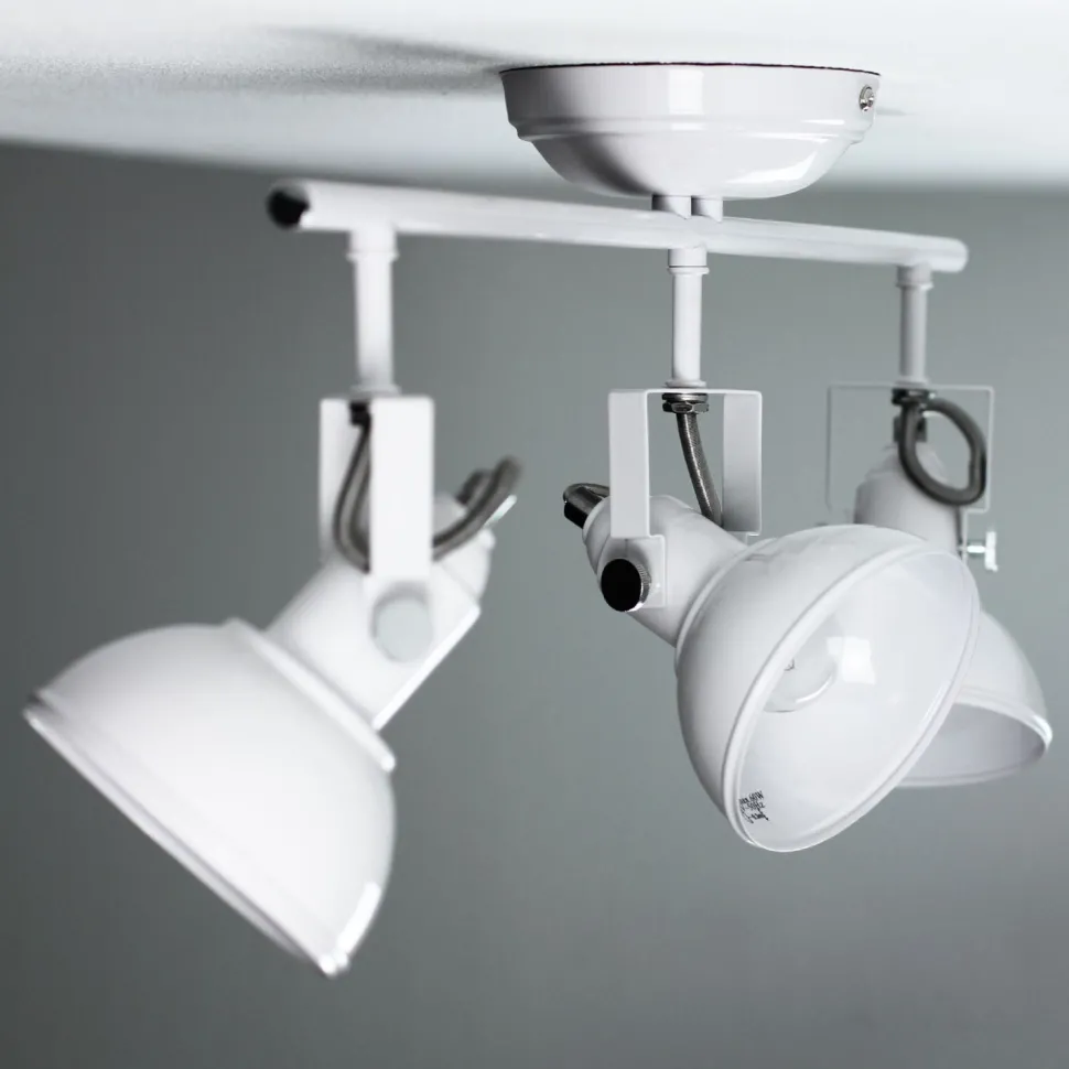 Retro Strahler schwenkbar Weiß 3-flmg E14 GINA