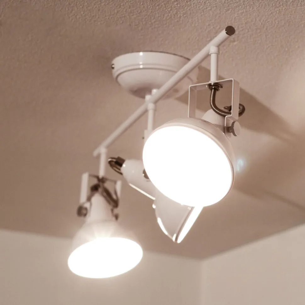 Retro Strahler schwenkbar Weiß 3-flmg E14 GINA