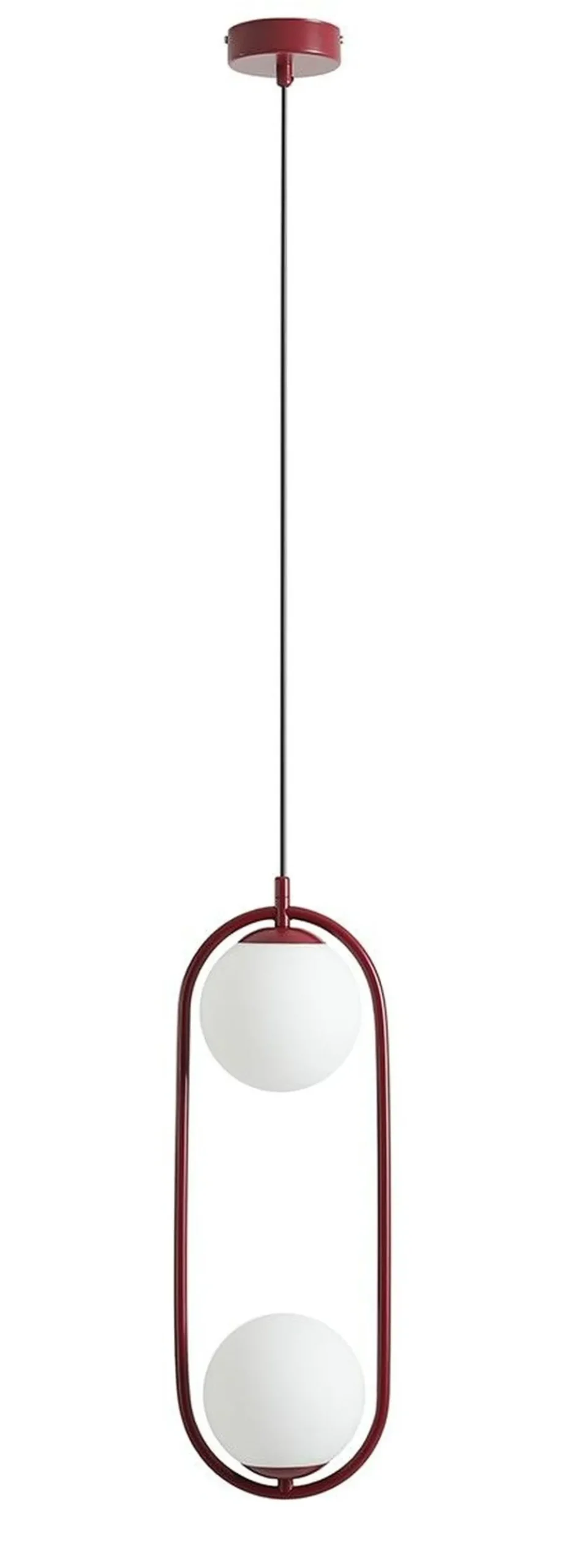 Rote Pendelleuchte Metall Glaskugeln B:14 cm E14 2-flmg