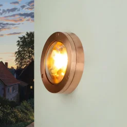 Runde Außenleuchte Kupfer aus Messing G9 Ø14cm