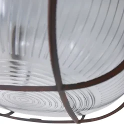 Runde Deckenlampe Braun Riffelglas Metall E27 Bullauge