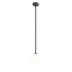 Runde Deckenlampe Glas Metall E14 H:92 cm in Schwarz