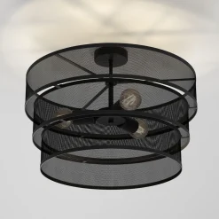 Runde Deckenlampe Metall Schwarz E27 Ø55 cm Industrial