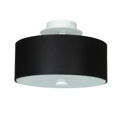 Runde Deckenlampe Schwarz Ø 30 cm blendarm Stoff Glas