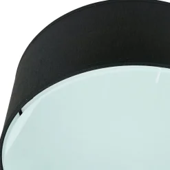 Runde Deckenlampe Schwarz Ø 30 cm blendarm Stoff Glas