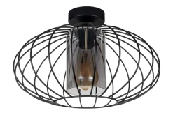 Runde Deckenleuchte E27 Ø34 cm Schwarz blendarm Retro