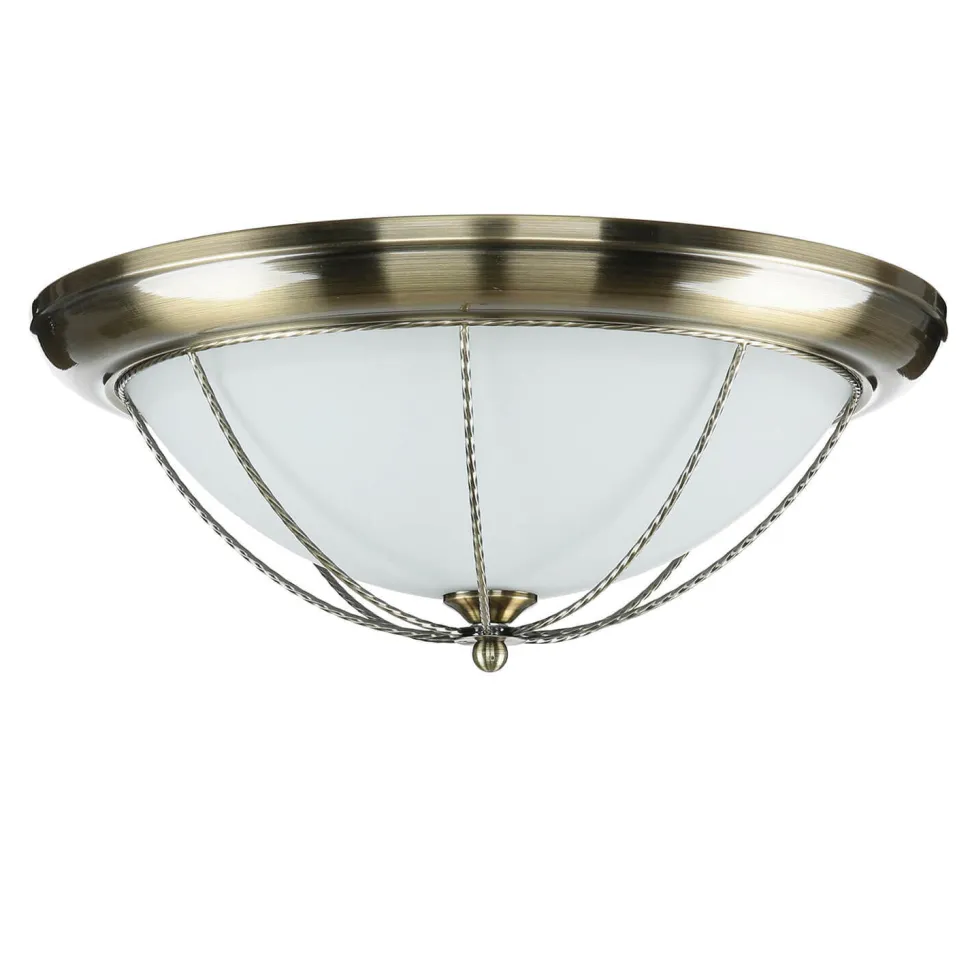 Runde Deckenleuchte E27 SUDAN mit Glasschirm Messing Optik