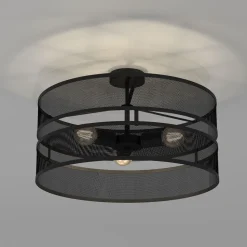 Runde Deckenleuchte Metall Schwarz E27 Ø55 cm Industrie