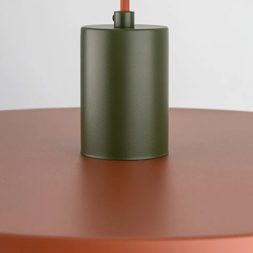 Runde Hängelampe E27 Ø40 cm Vintage Braun Ziegelrot