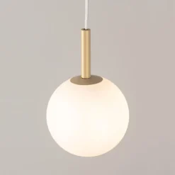 Runde Hängelampe Glas Kugel Metall Gold G9 Ø14 cm