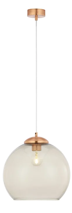 Runde Hängelampe Glas Schirm in Rauchgrau Ø29cm