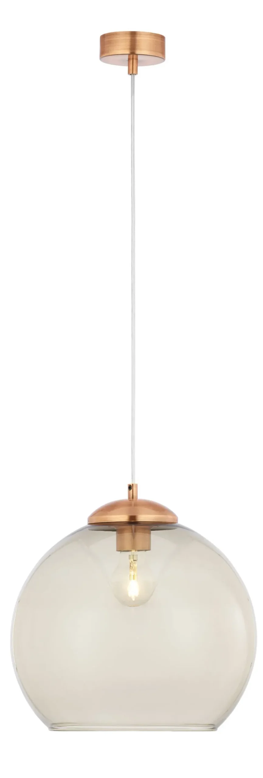 Runde Hängelampe Glas Schirm in Rauchgrau Ø29cm