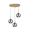 Runde Hängelampe Holz Eiche Metall mit LED 3-flmg