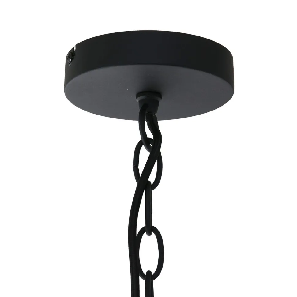 Runde Hängelampe Metall in Schwarz Gold 50 cm Modern