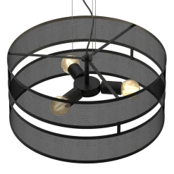 Runde Hängelampe Metall Schwarz E27 Ø55 cm Industrial