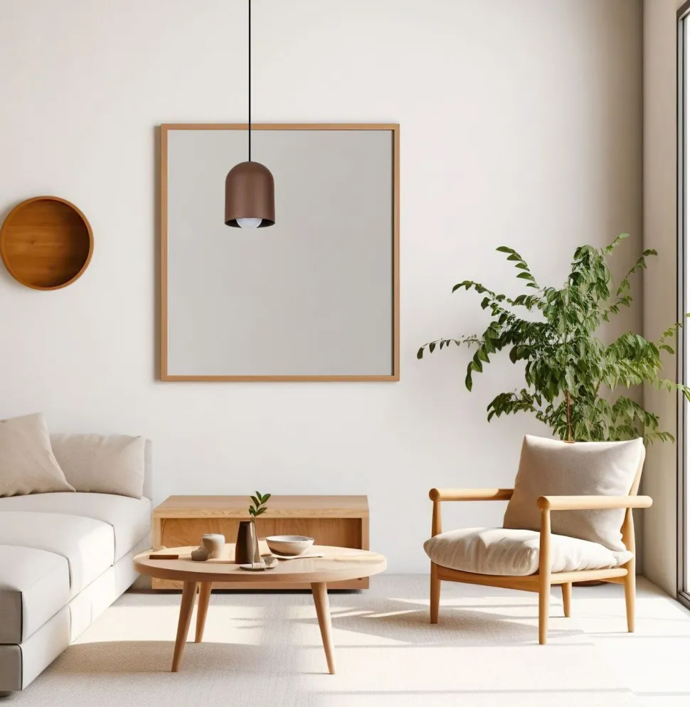 Runde Hängelampe Schwarz Braun E27 Ø11 cm Loft