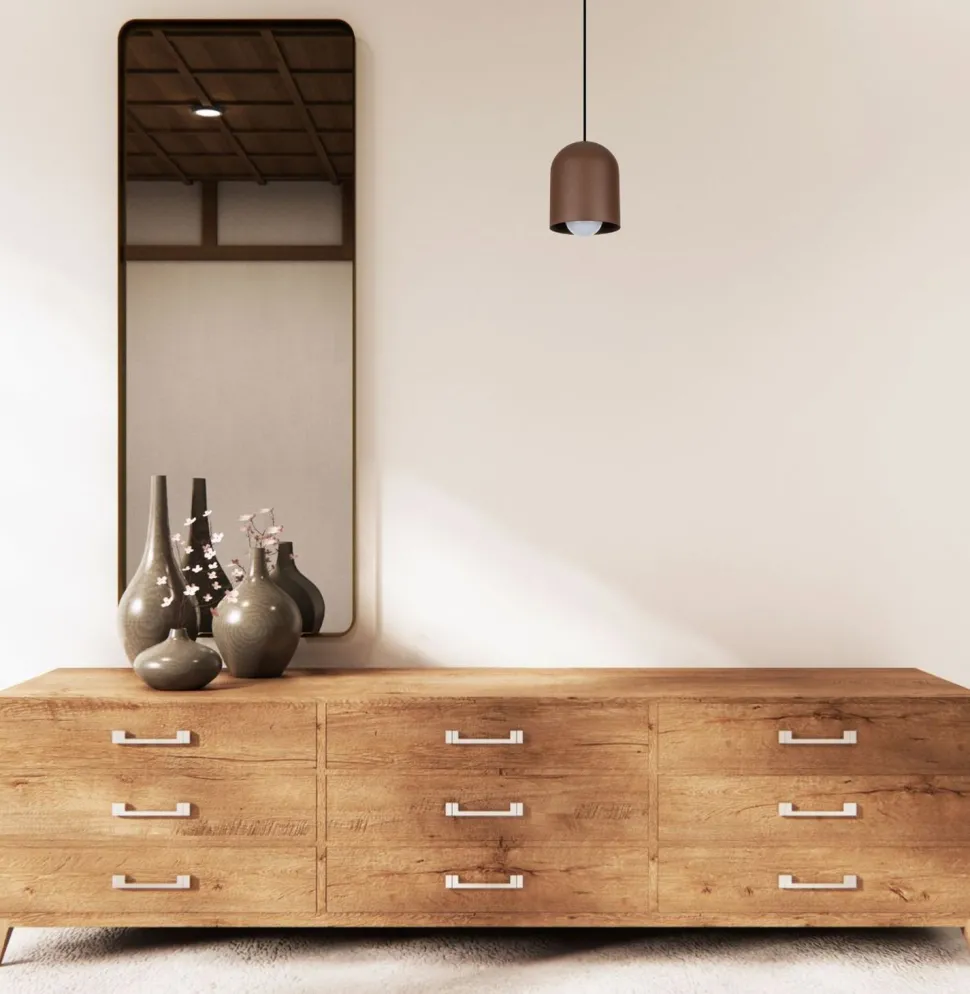 Runde Hängelampe Schwarz Braun E27 Ø11 cm Loft