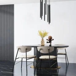 Runde Hängelampe Schwarz Metall G9 Ø30 cm Zylinder