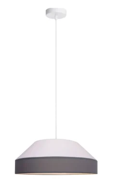 Runde Hängelampe Stoff Weiß Grau E27 Ø45 cm blendarm