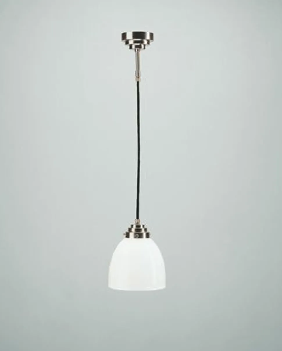 Runde Hängeleuchte Messing Glas in Nickel E27 B:15 cm