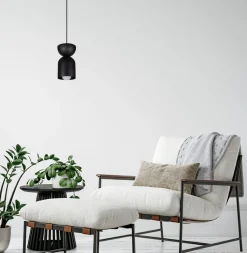 Runde Hängeleuchte Schwarz Metall Ø11 cm Minimalistisch