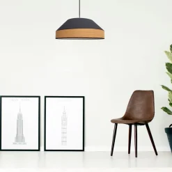 Runde Hängeleuchte Stoff wohnlich Schwarz Natur B:45 cm