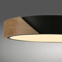 Runde LED Deckenlampe Holz Ø32 cm Schwarz Natur 2520 lm